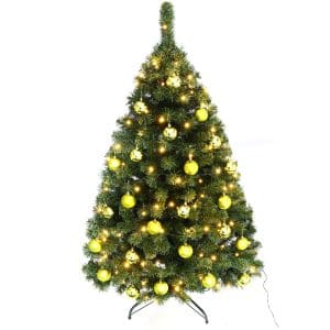 Juletræ 150 cm Maria med LED lys og lime julekugler