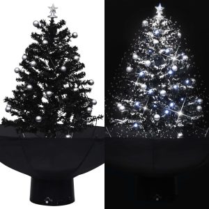 vidaXL juletræ med snefald paraplyfod 75 cm PVC sort