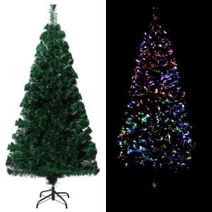 vidaXL kunstigt juletræ med fod 120 cm fiberoptik grøn