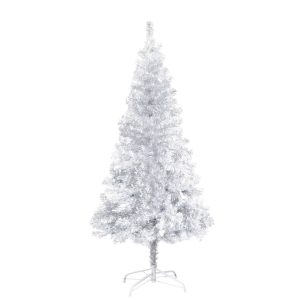 vidaXL kunstigt juletræ med fod 150 cm PET sølvfarvet