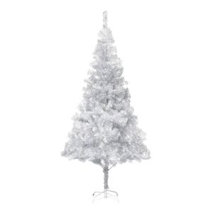 vidaXL kunstigt juletræ med fod 180 cm PET sølvfarvet