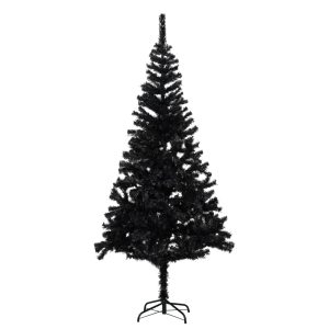 vidaXL kunstigt juletræ med fod 210 cm PVC sort