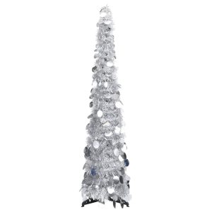 vidaXL kunstigt juletræ med pop op-funktion 120 cm PET sølvfarvet