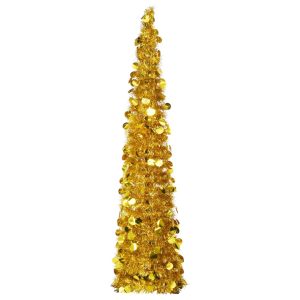 vidaXL kunstigt juletræ med pop op-funktion 150 cm PET guldfarvet