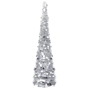 vidaXL kunstigt juletræ med pop op-funktion 150 cm PET sølvfarvet