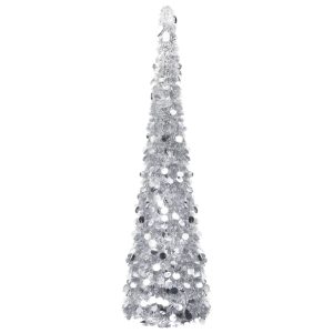 vidaXL kunstigt juletræ med pop op-funktion 180 cm PET sølvfarvet