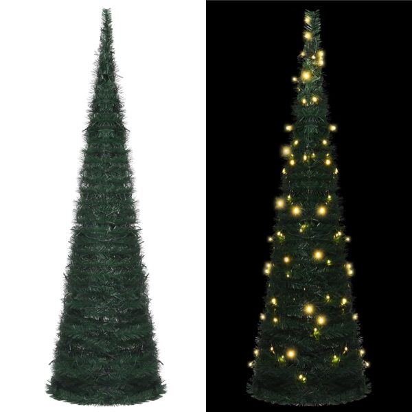 vidaXL kunstigt juletræ med pop-op-funktion og LED 150 cm grøn