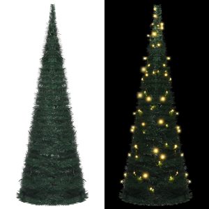 vidaXL kunstigt juletræ med pop-op-funktion og LED 180 cm grøn