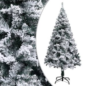 vidaXL kunstigt juletræ med puddersne 150 cm PVC grøn