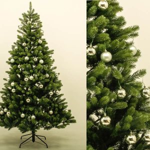 Juletræ 180 cm Spritzguss med 34 sølvkugler