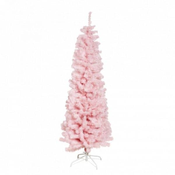 Juletræ kunstig smalt PVC BLING, Klasse C, 180X68 cm u/LED, lyserød NORDIC WINTER