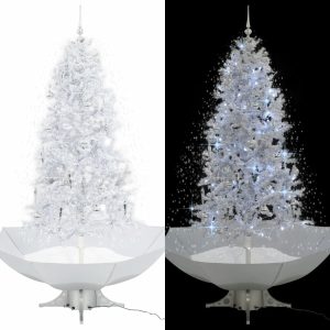 vidaXL juletræ med snefald paraplyfod 190 cm hvid
