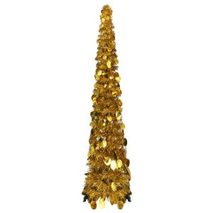 vidaXL kunstigt juletræ med pop-op-funktion 120 cm PET guldfarvet