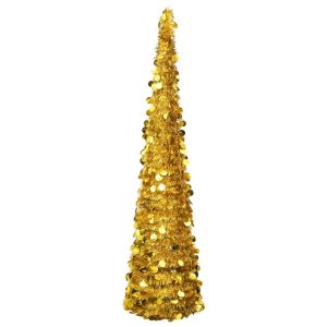vidaXL kunstigt juletræ med pop op-funktion 180 cm PET guldfarvet