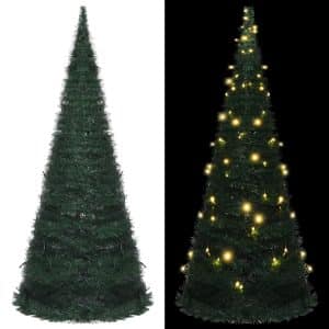 vidaXL kunstigt juletræ med pop-op-funktion og LED 210 cm grøn