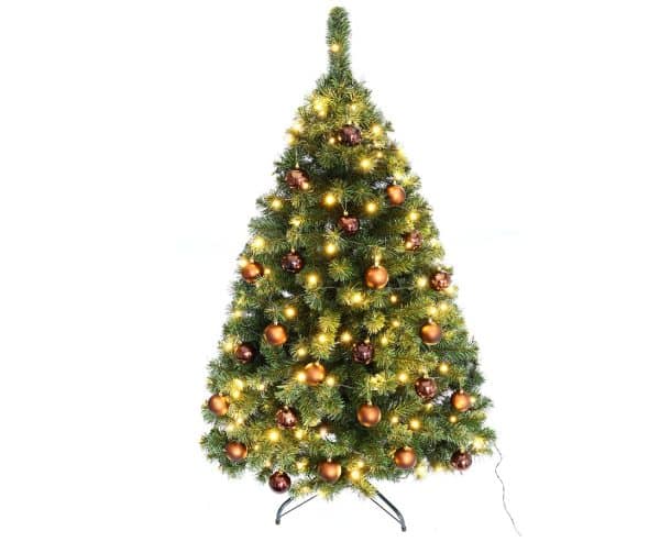 Juletræ 150 cm Maria med LED lys og brune julekugler