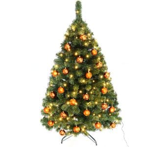 Juletræ 150 cm Maria med LED lys og orange julekugler