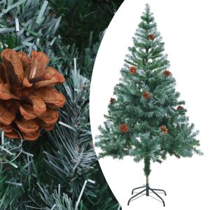 Juletræ Med Frost Og Grankogler 150 Cm