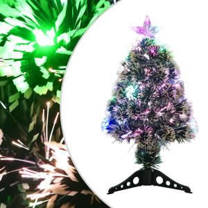 Juletræ Med Led-Lys 64 Cm Fiberoptisk Grøn Og Hvid
