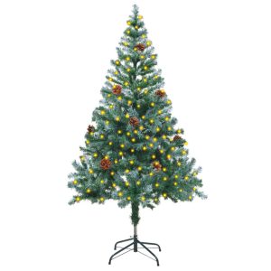 Juletræ Med Rimfrost Led-Lys Og Grankogler 150 Cm