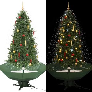 Juletræ Med Snefald Paraplyfod 190 Cm Grøn