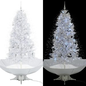 Juletræ Med Snefald Paraplyfod 190 Cm Hvid