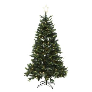 Juletræ kunstig PE/PVC "LIFA", Klasse A+, m/LED og stjerne, 4 størrelser - 150 x 106 cm