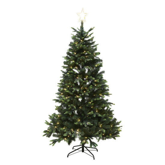 Juletræ kunstig PE/PVC "LIFA", Klasse A+, m/LED og stjerne, 4 størrelser - 180 x 122 cm