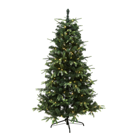 Juletræ kunstig PE/PVC "VIGA", Klasse A, m/LED, 3 størrelser - 140 x 96 cm