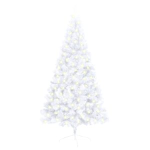 Kunstigt Halvt Juletræ Med Led-Lys Og Fod 150 Cm Pvc Hvid
