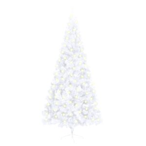 Kunstigt Halvt Juletræ Med Led-Lys Og Fod 210 Cm Pvc Hvid