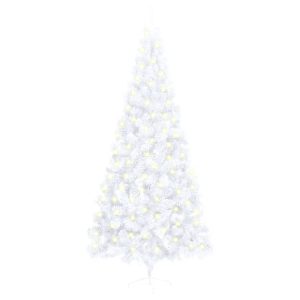 Kunstigt Halvt Juletræ Med Led-Lys Og Fod 240 Cm Pvc Hvid