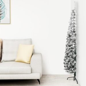 Kunstigt Halvt Juletræ Med Sne 150 Cm Smalt