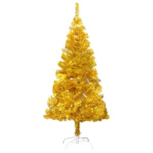 Kunstigt Juletræ Med Fod 150 Cm Pet Guldfarvet