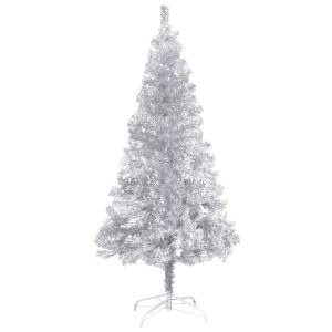Kunstigt Juletræ Med Fod 150 Cm Pet Sølvfarvet
