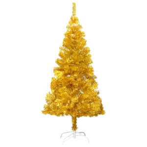 Kunstigt Juletræ Med Fod 180 Cm Pet Guldfarvet