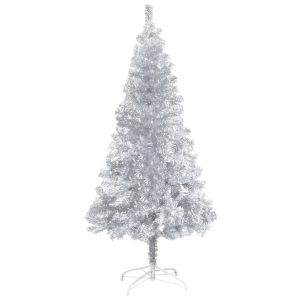 Kunstigt Juletræ Med Fod 210 Cm Pet Sølvfarvet