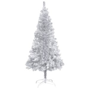 Kunstigt Juletræ Med Fod 240 Cm Pet Sølvfarvet