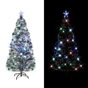 Kunstigt Juletræ Med Fod Og Led-Lys 210 Cm Fiberoptisk