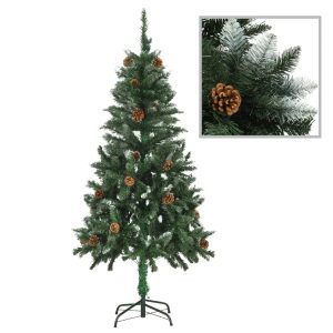 Kunstigt Juletræ Med Grankogler Og Hvidt Glitter 150 Cm