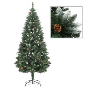 Kunstigt Juletræ Med Grankogler Og Hvidt Glitter 180 Cm
