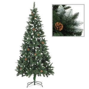 Kunstigt Juletræ Med Grankogler Og Hvidt Glitter 210 Cm