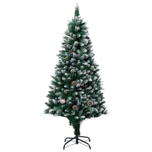 Kunstigt Juletræ Med Grankogler Og Hvidt Sne 180 Cm