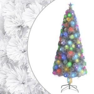 Kunstigt Juletræ Med Led-Lys Fiberoptisk 240 Cm Hvid