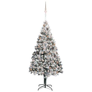 Kunstigt Juletræ Med Led-Lys + Kugler Og Puddersne 300 Cm Grøn