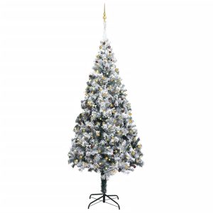 Kunstigt Juletræ Med Led-Lys + Kugler Og Puddersne 400 Cm Grøn