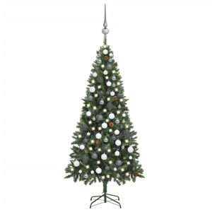 Kunstigt Juletræ Med Led-Lys + Kuglesæt Og Grankogler 180 Cm
