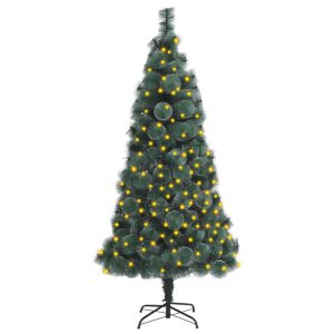 Kunstigt Juletræ Med Led-Lys Og Fod 120 Cm Pet Grøn