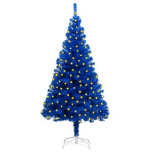 Kunstigt Juletræ Med Led-Lys Og Fod 180 Cm Pvc Blå