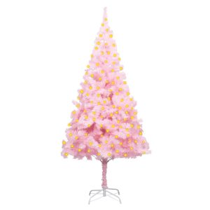Kunstigt Juletræ Med Led-Lys Og Fod 180 Cm Pvc Lyserød